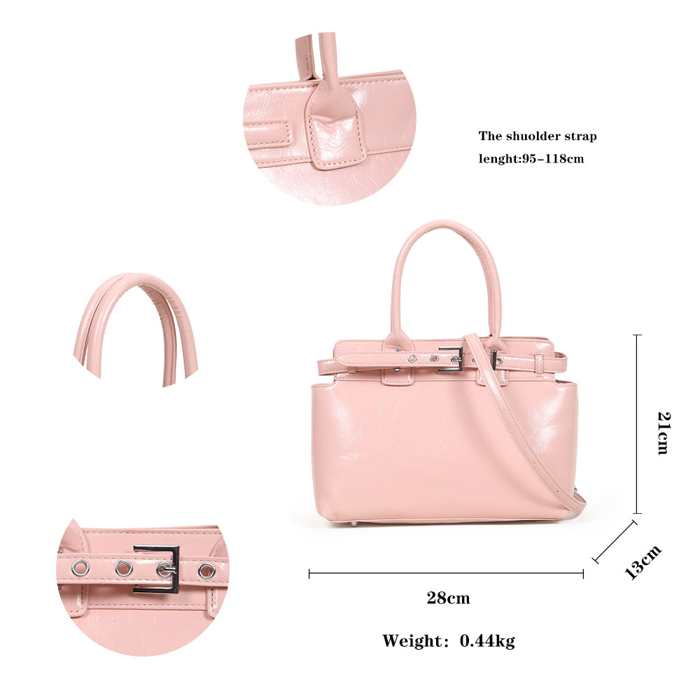 New fashion solid color handbag, versatile commuting large capacity shoulder messenger bag