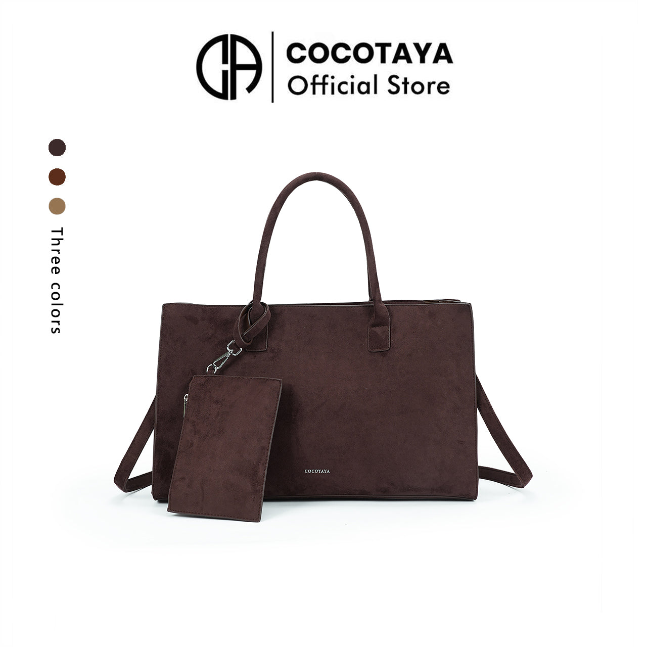 (cocotaya)Sepia Bag Retro large capacity tote bag/handbag with small pouch
