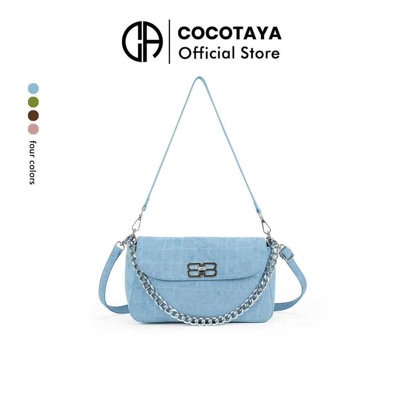 (cocotaya)Soft Flap Shoulder Bag With Matching Mini Pouch, Dual Carry Chain & Thin Strap Convertible Crossbody Handbag For Daily Street Style