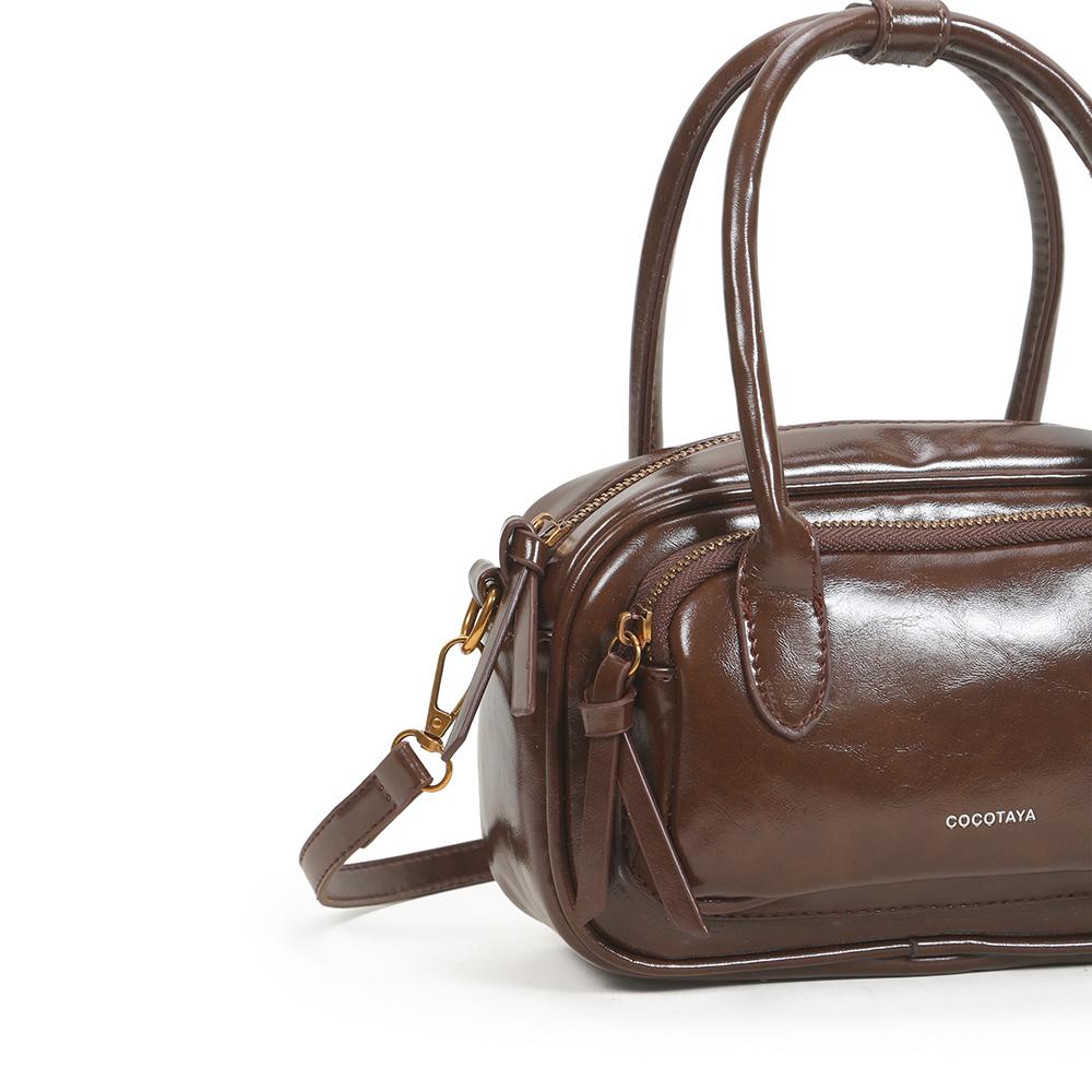 New solid color PU leather crossbody handbag, fashionable and versatile shoulder bag