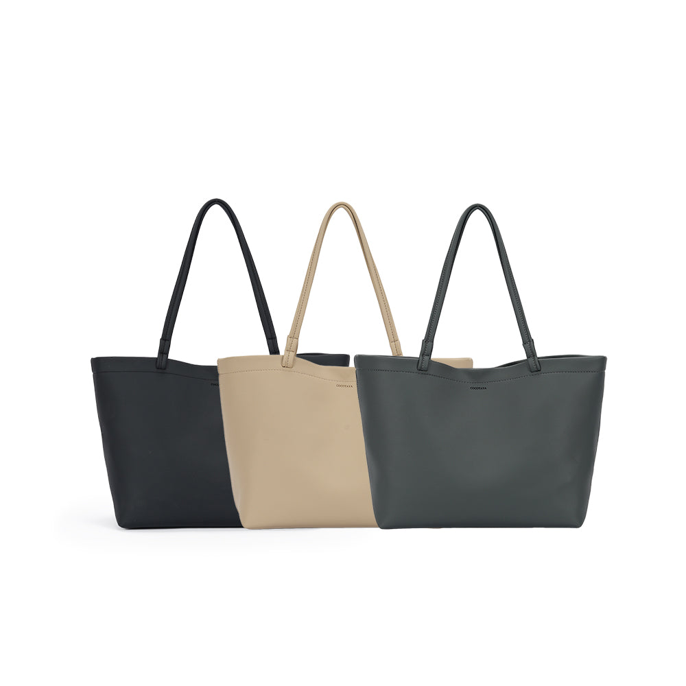 (COCOTAYA)Simple soft leather shoulder bag Fashionable and versatile solid color tote bag