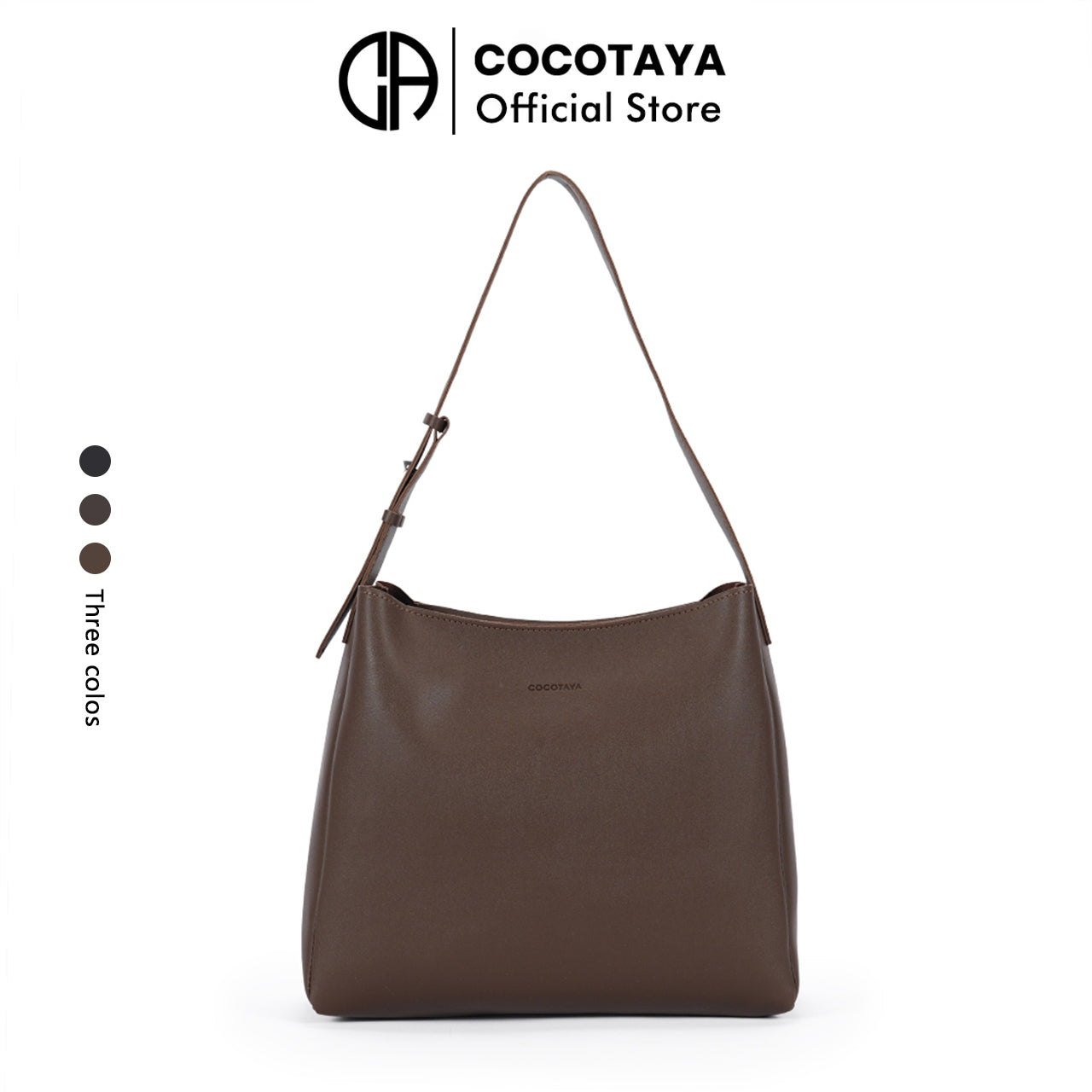 (COCOTAYA)Simple leather crossbody bag, large capacity tote bag with small pouch