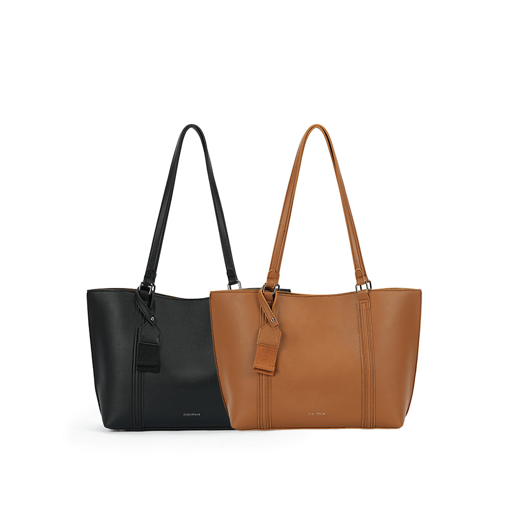 (COCOTAYA)Trendy leather commuter handbag with large capacity and charm