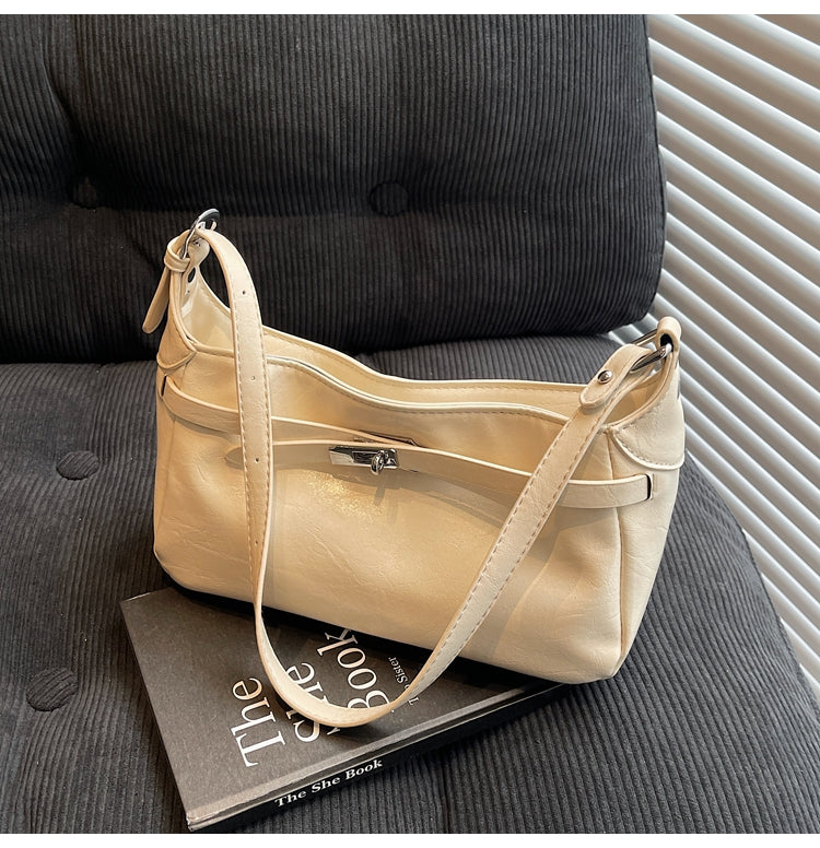 Simple and versatile lock design fashionable women's casual shoulder messenger bag