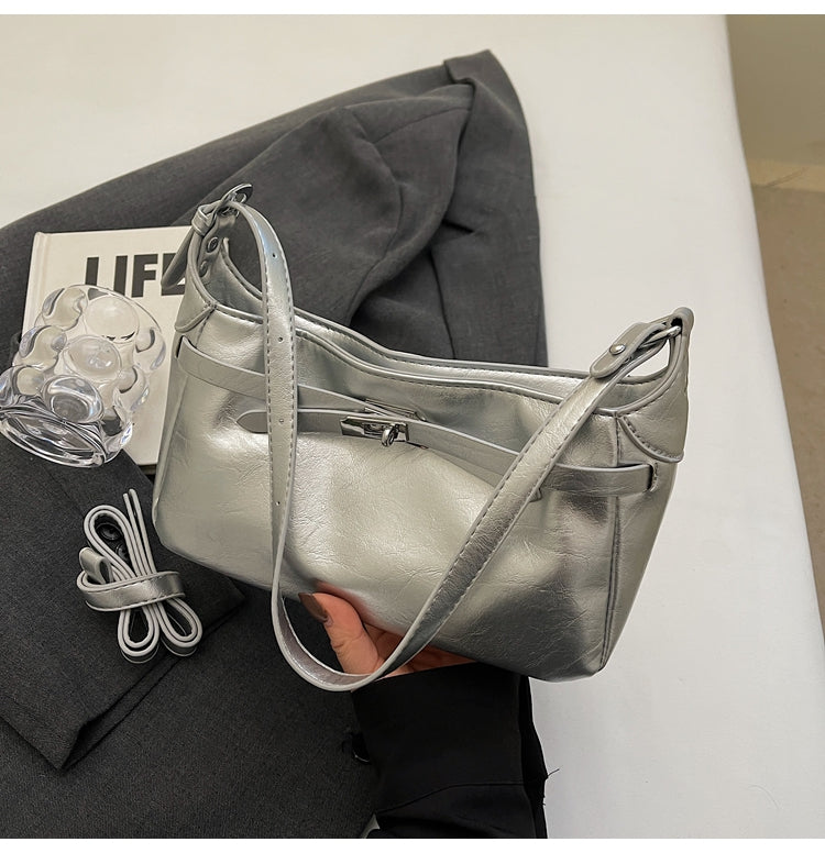 Simple and versatile lock design fashionable women's casual shoulder messenger bag