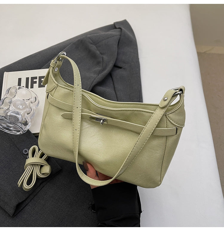Simple and versatile lock design fashionable women's casual shoulder messenger bag