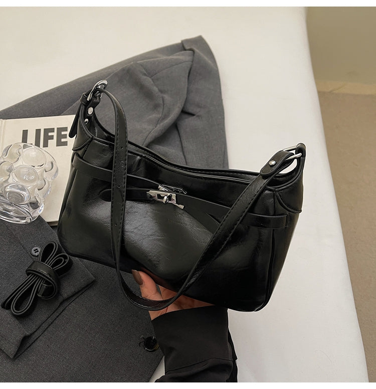 Simple and versatile lock design fashionable women's casual shoulder messenger bag