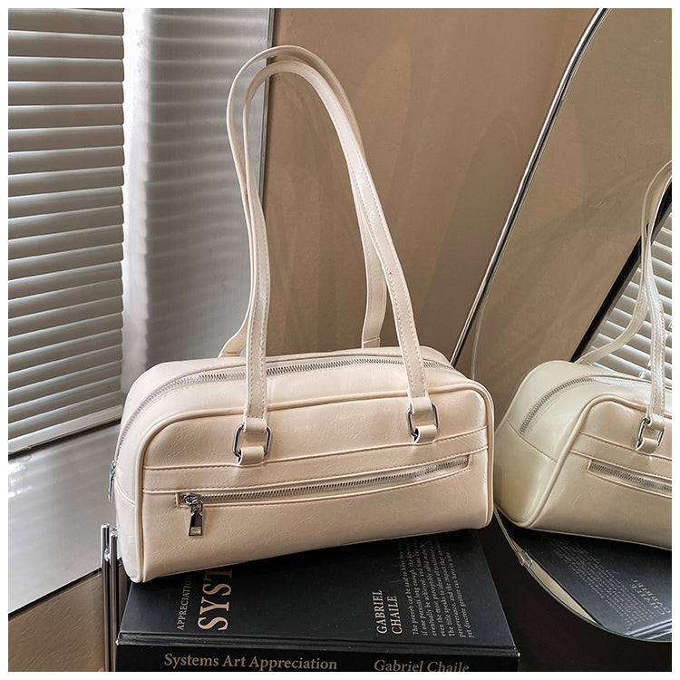 New fashion solid color PU leather high-grade versatile shoulder handbag