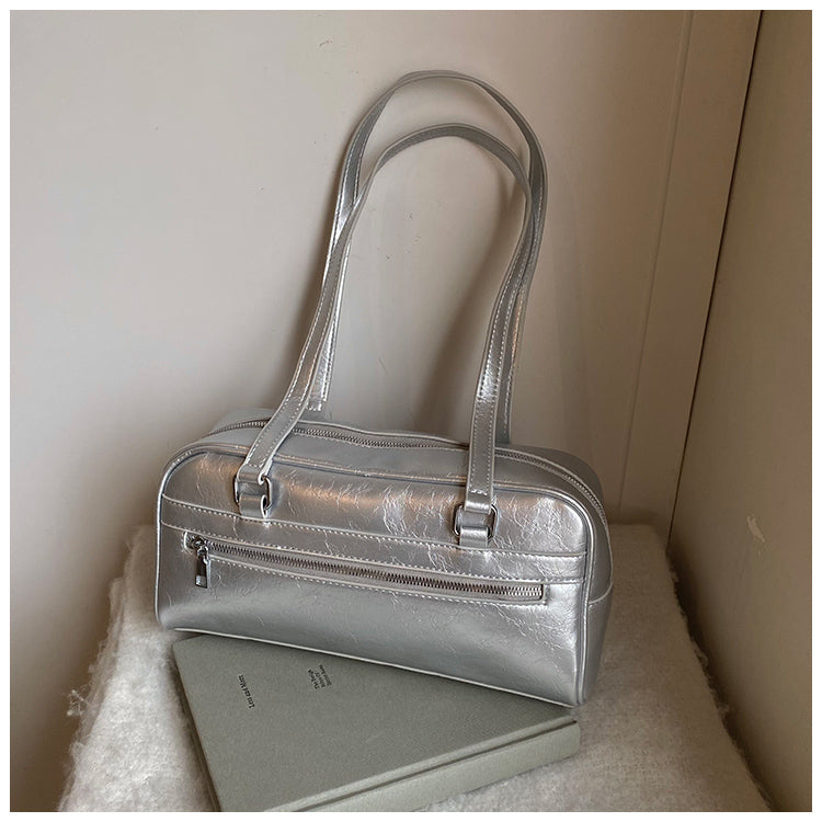 New fashion solid color PU leather high-grade versatile shoulder handbag