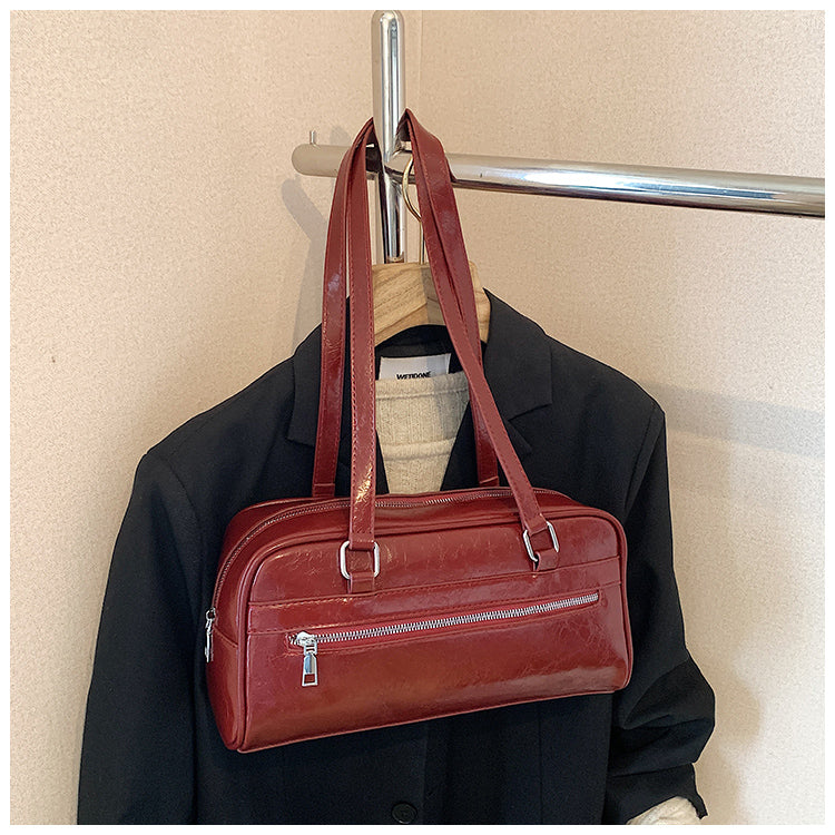 New fashion solid color PU leather high-grade versatile shoulder handbag