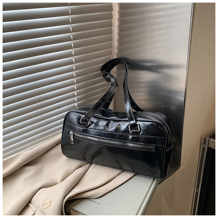 New fashion solid color PU leather high-grade versatile shoulder handbag