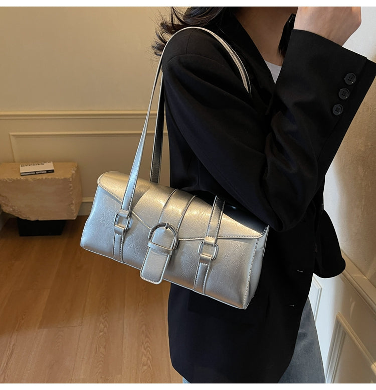 High-grade solid color simple underarm women's bag, casual and versatile commuter bag