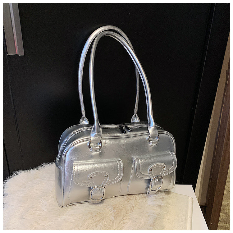 Fashion large-capacity hand-held commuter bag, advanced women's bag all-match solid color underarm bag