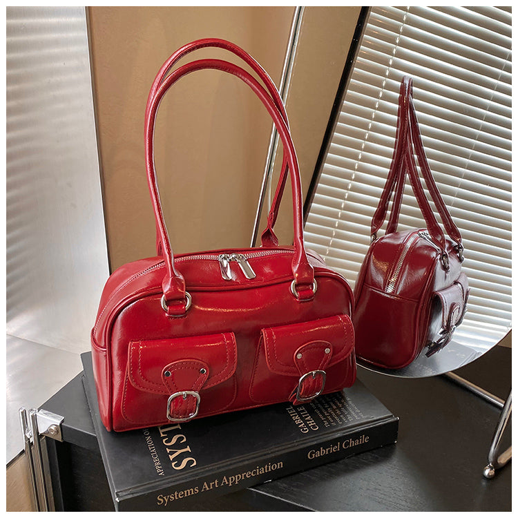 Fashion large-capacity hand-held commuter bag, advanced women's bag all-match solid color underarm bag