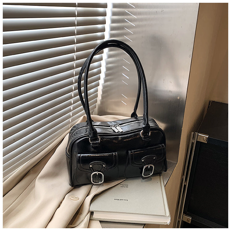 Fashion large-capacity hand-held commuter bag, advanced women's bag all-match solid color underarm bag