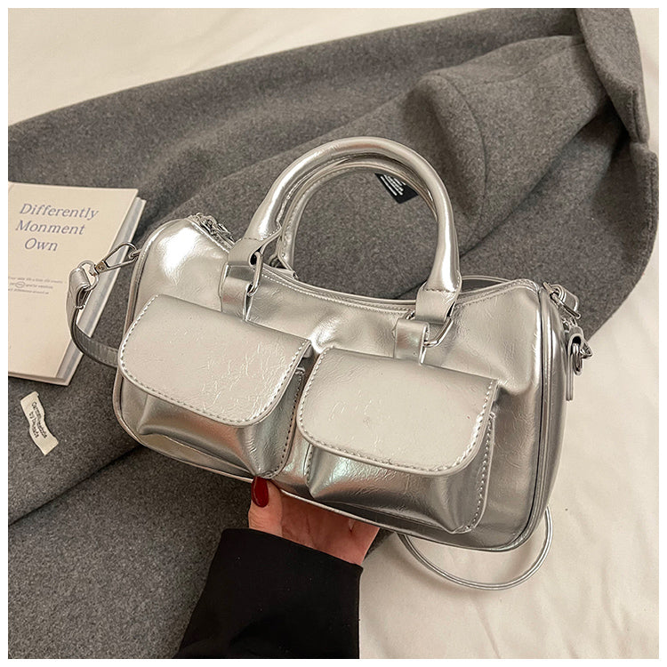 Fashion retro underarm women's bag, simple solid color large capacity shoulder messenger bag