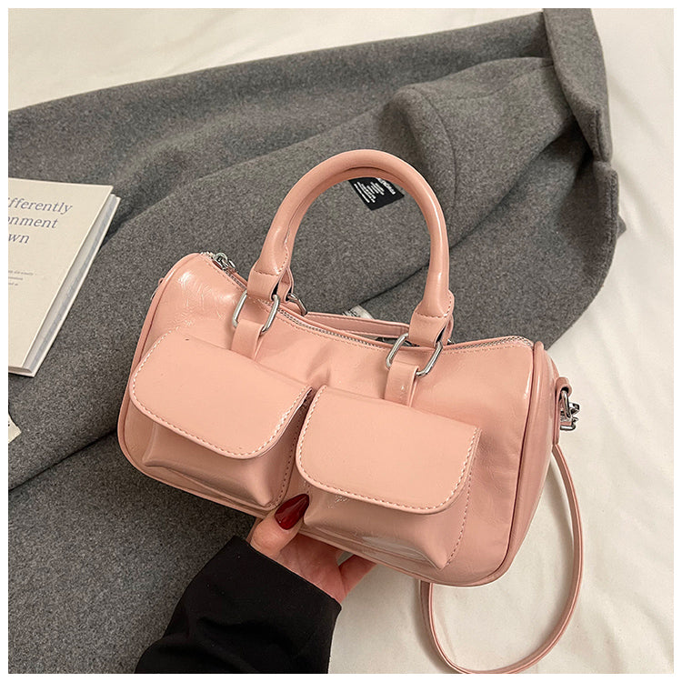 Fashion retro underarm women's bag, simple solid color large capacity shoulder messenger bag