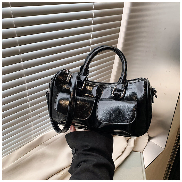 Fashion retro underarm women's bag, simple solid color large capacity shoulder messenger bag