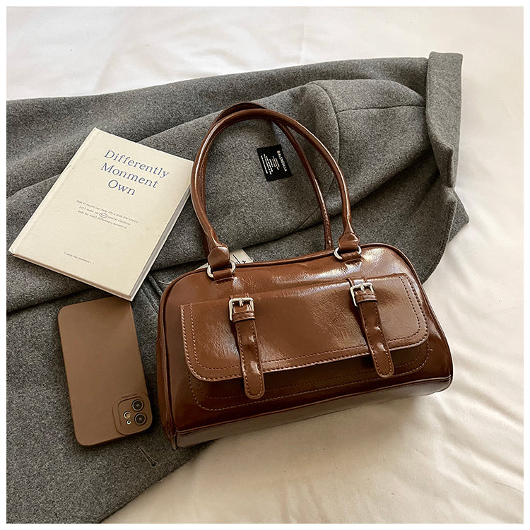 High-end retro large-capacity handbag, fashionable commuting shoulder bag and underarm bag