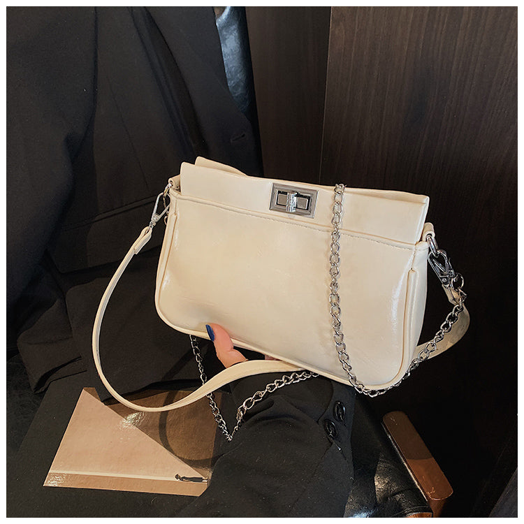 High-end fashionable versatile shoulder bag chain design temperament underarm bag