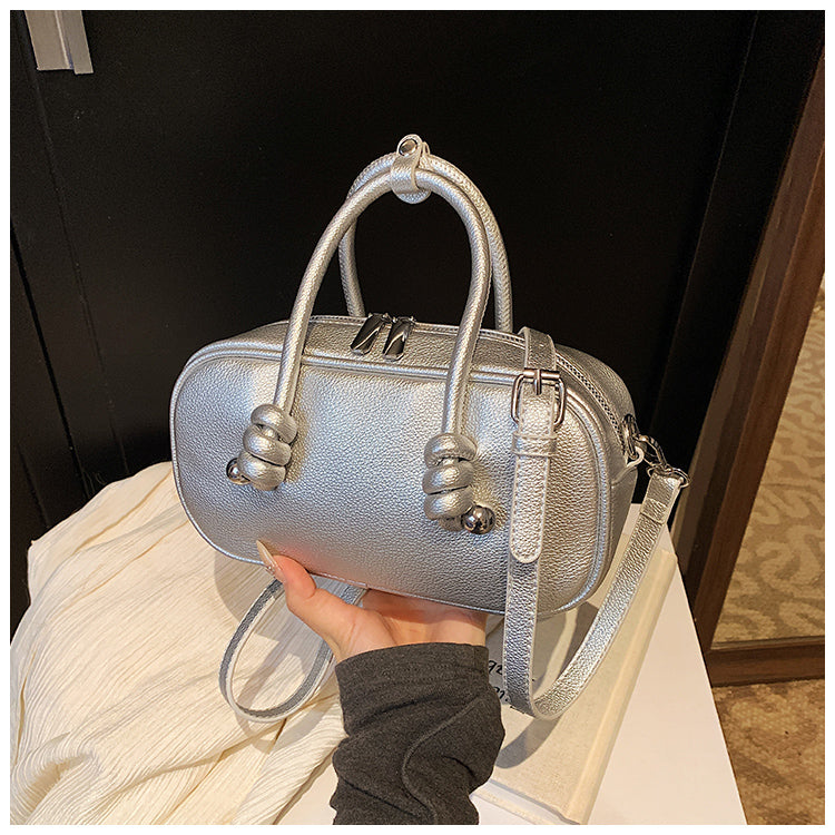 Fashionable litchi pattern small square handbag large capacity commuting shoulder messenger bag for women