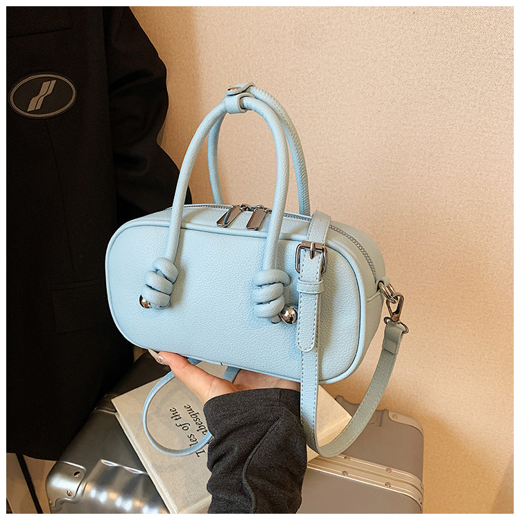 Fashionable litchi pattern small square handbag large capacity commuting shoulder messenger bag for women