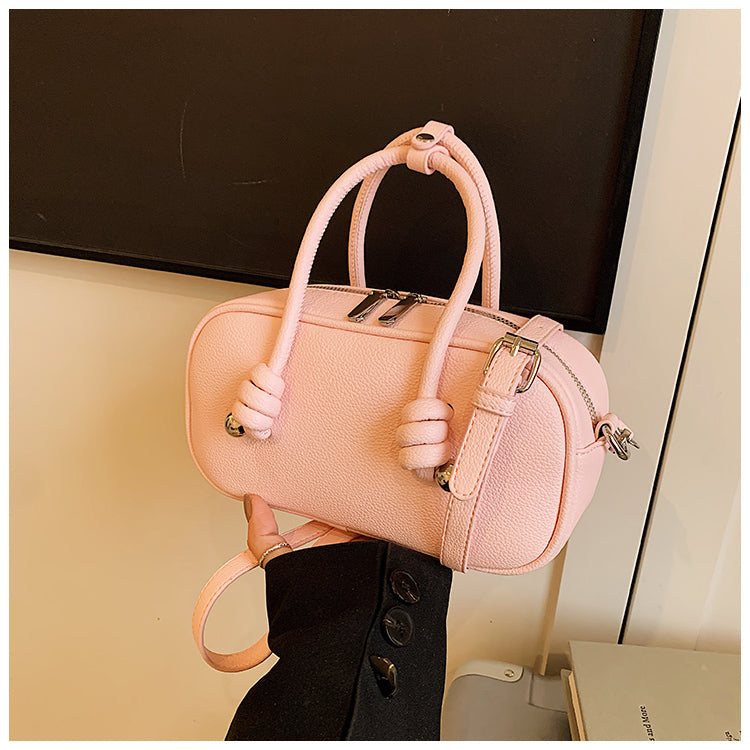 Fashionable litchi pattern small square handbag large capacity commuting shoulder messenger bag for women