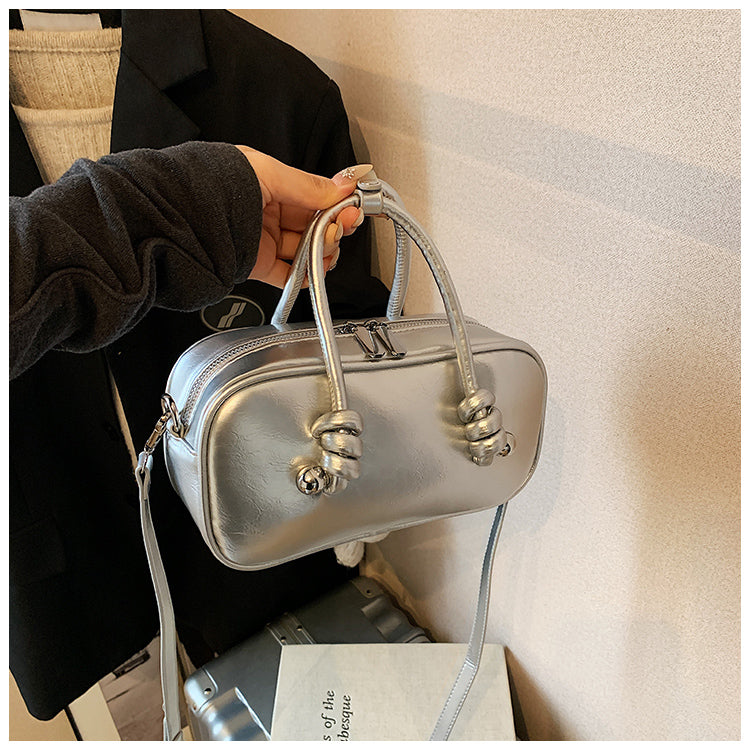 Handbag design stylish all-match solid color PU leather all-match one-shoulder crossbody white