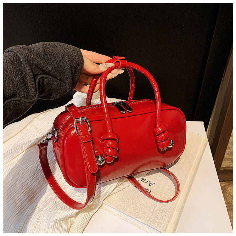 Handbag design stylish all-match solid color PU leather all-match one-shoulder crossbody white