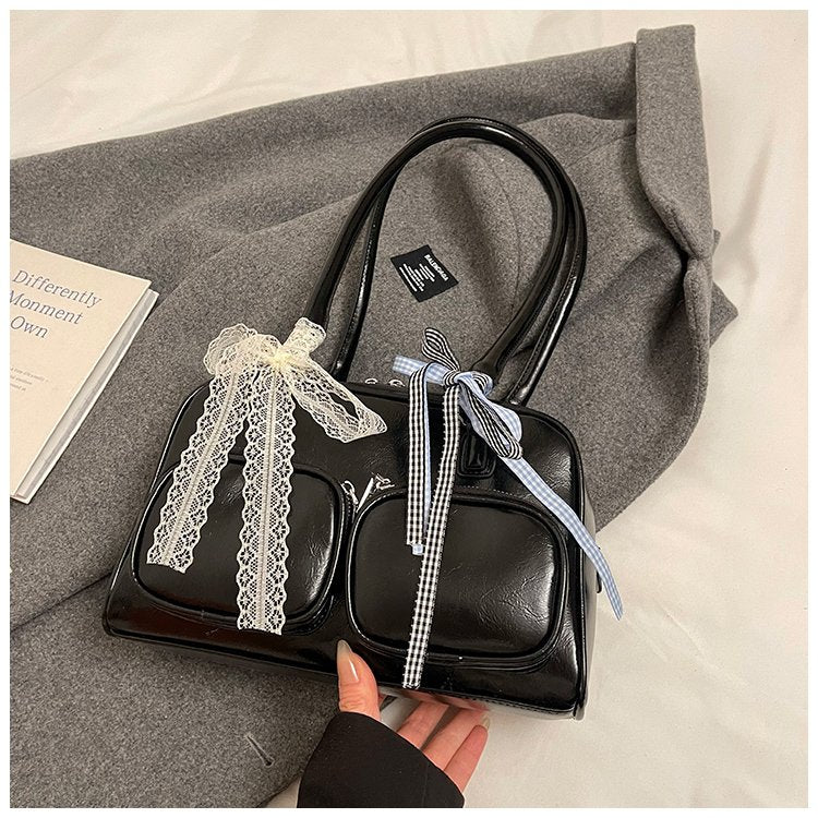 Fashion retro multi-pocket underarm women's bag, large capacity commuter shoulder bag