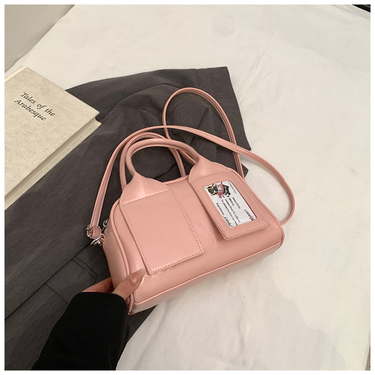 Cute solid color shiny women's handbag, large capacity rest shoulder messenger bag