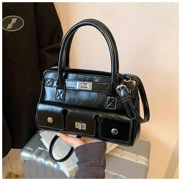 High-end stylish large-capacity simple handbag, fashionable commuter shoulder messenger bag