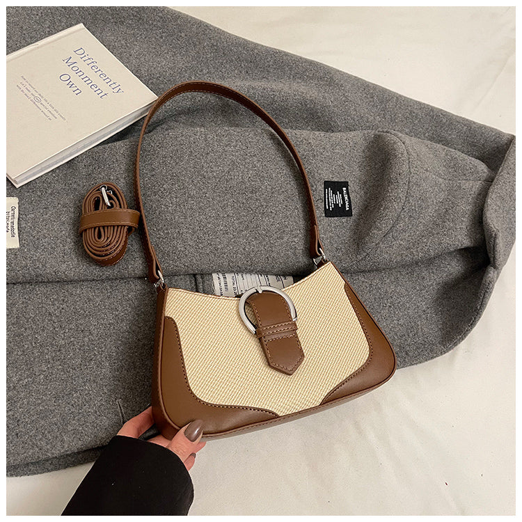 Trendy and fashionable retro handbags, high-end contrast color design underarm bags, casual shoulder messenger bags