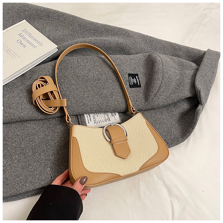 Trendy and fashionable retro handbags, high-end contrast color design underarm bags, casual shoulder messenger bags