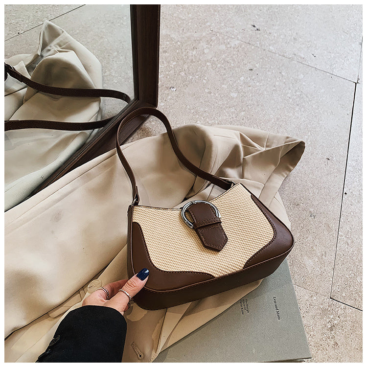 Trendy and fashionable retro handbags, high-end contrast color design underarm bags, casual shoulder messenger bags