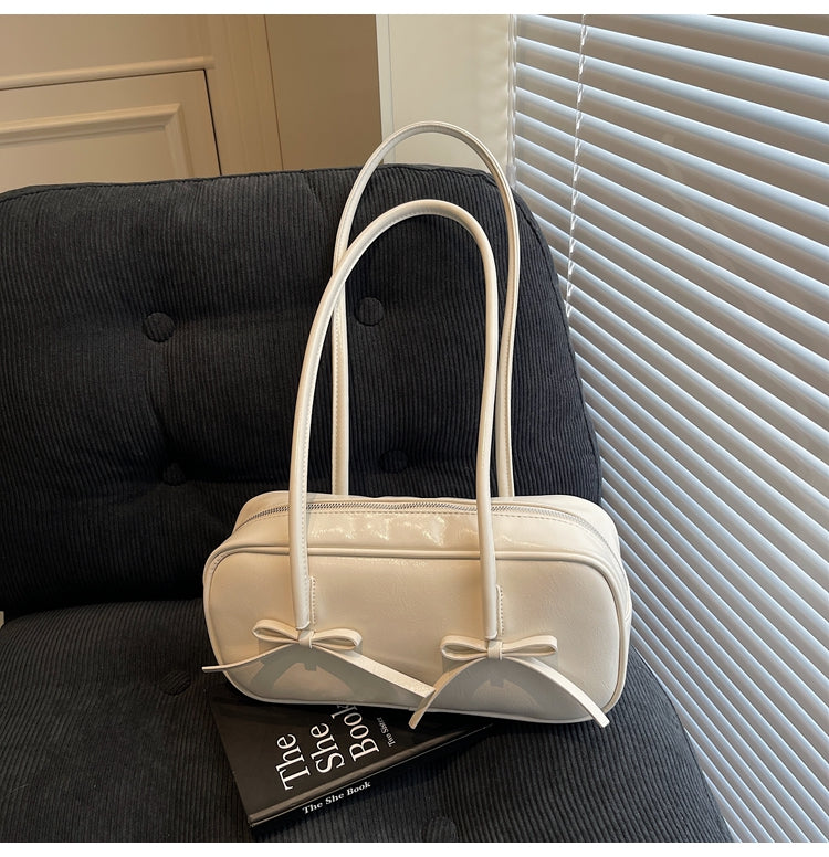 High-end commuter retro bag, bow design large capacity shoulder underarm bag