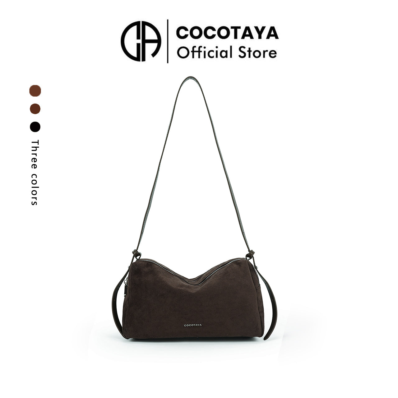 (cocotaya)Minimalist dark brown shoulder bag with adjustable thin shoulder strap