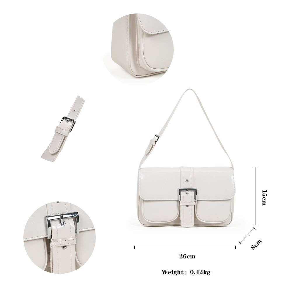 High-end women's solid color shoulder bag, new style versatile underarm simple commuter bag