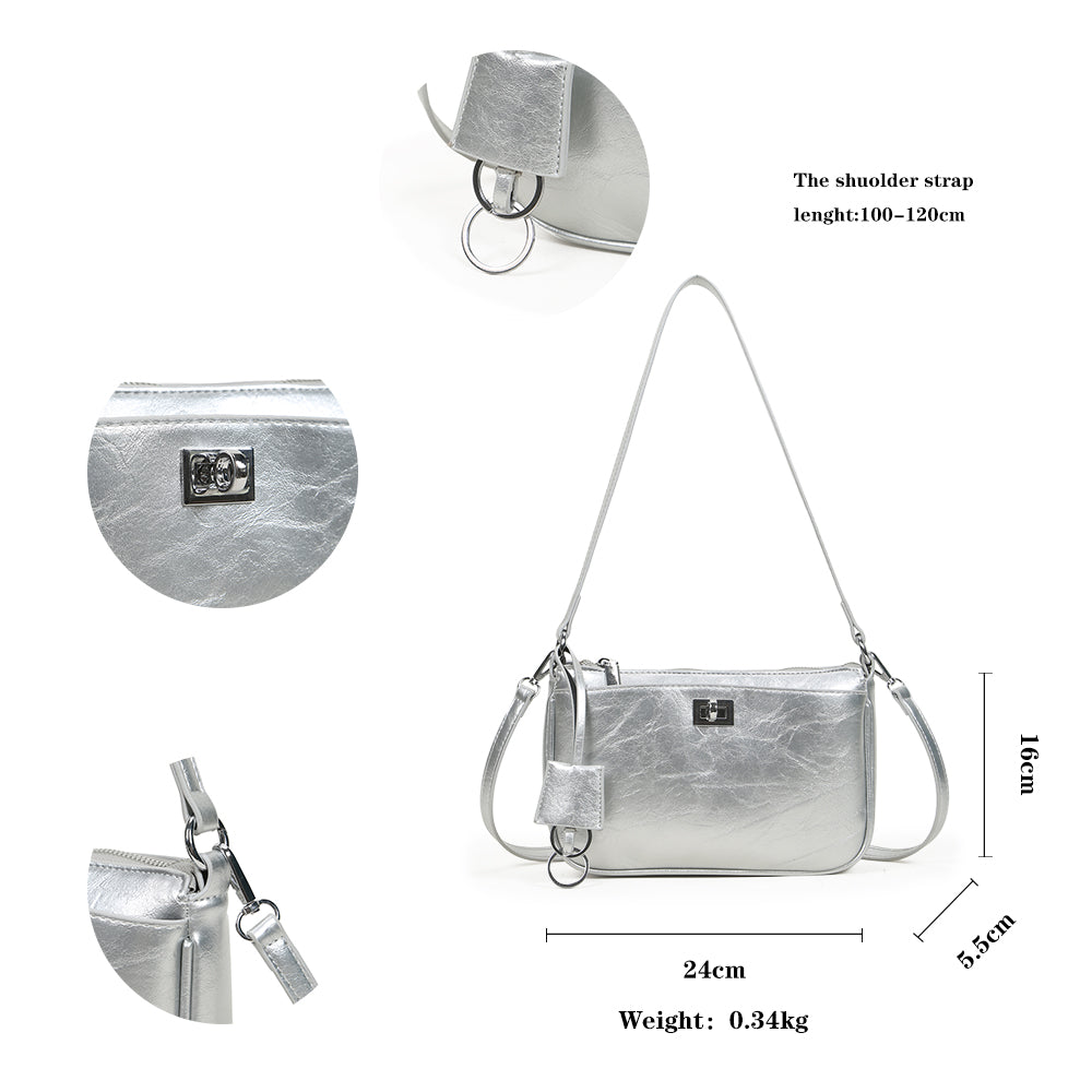 Fashionable and simple style small square bag under the armpit, versatile trendy commuting shoulder messenger bag