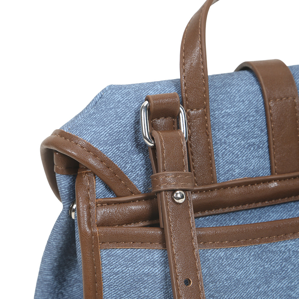 New color matching denim design casual handbag, solid color PU leather shoulder messenger bag