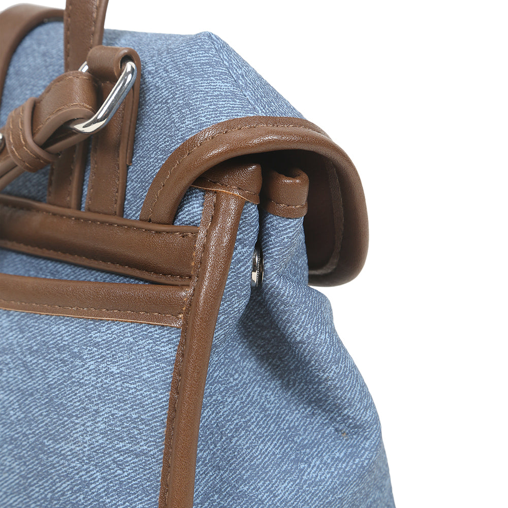 New color matching denim design casual handbag, solid color PU leather shoulder messenger bag
