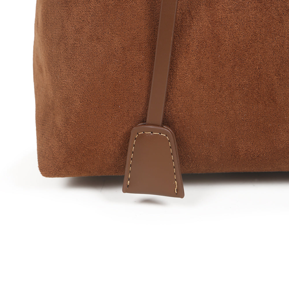 (cocotaya) Retro Matte Suede Minimalist Shoulder Work Bag For Ladies