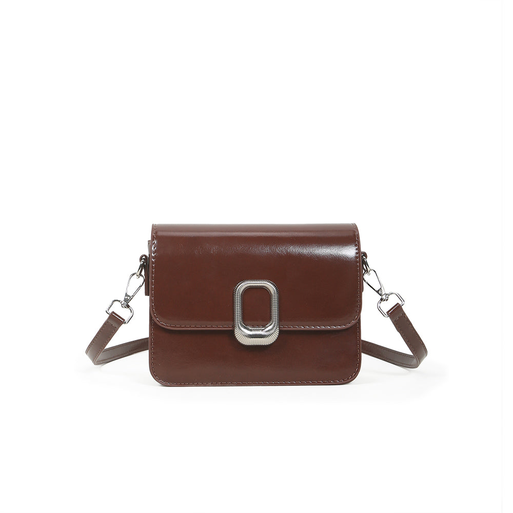Fashionable and simple design solid color shiny shoulder bag, versatile crossbody small square bag