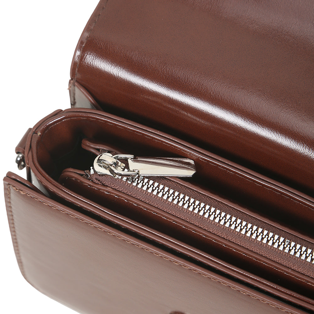 Fashionable and simple design solid color shiny shoulder bag, versatile crossbody small square bag