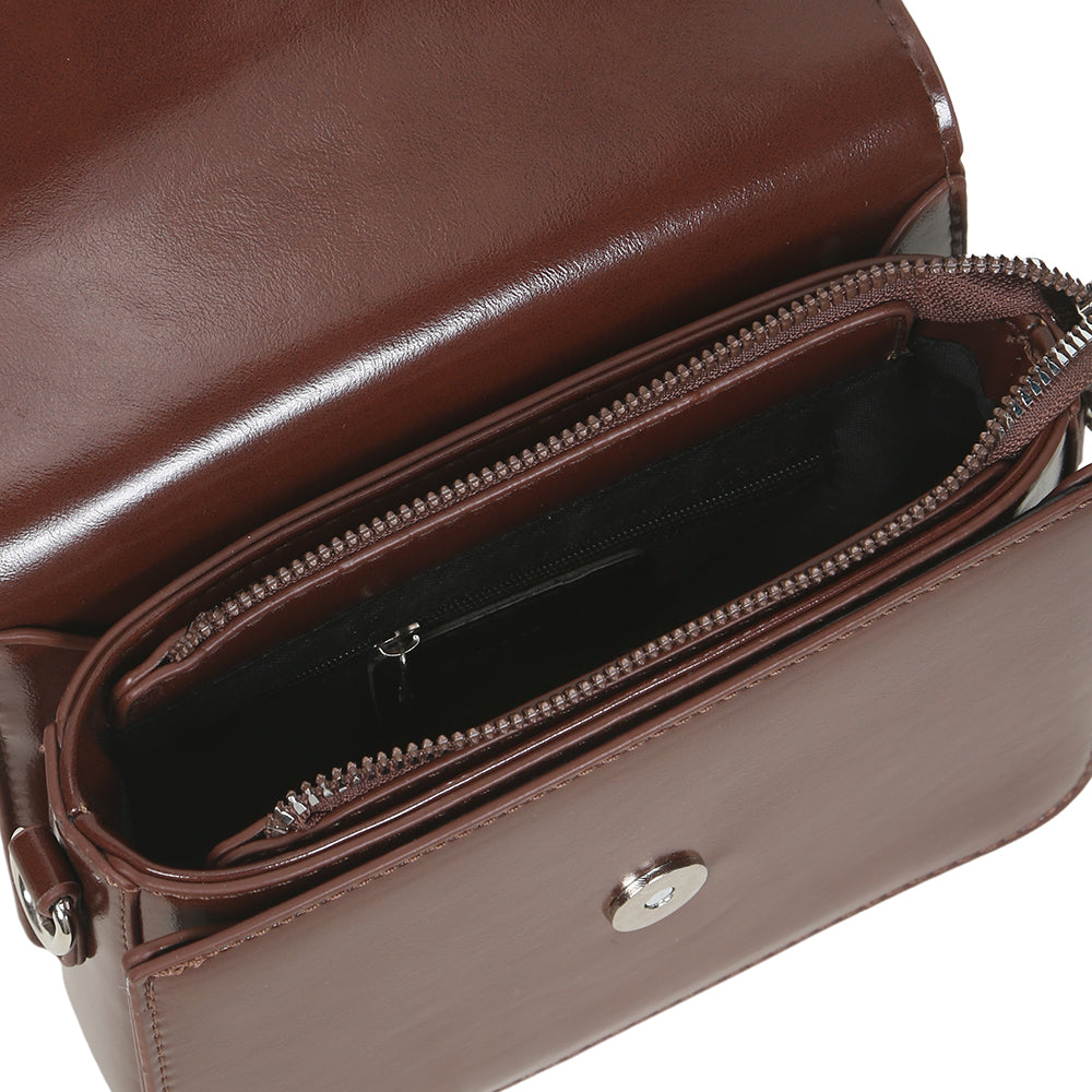 Fashionable and simple design solid color shiny shoulder bag, versatile crossbody small square bag
