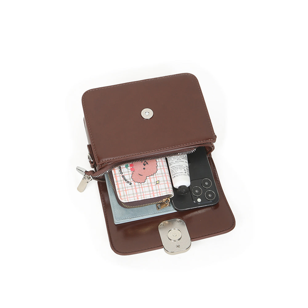 Fashionable and simple design solid color shiny shoulder bag, versatile crossbody small square bag