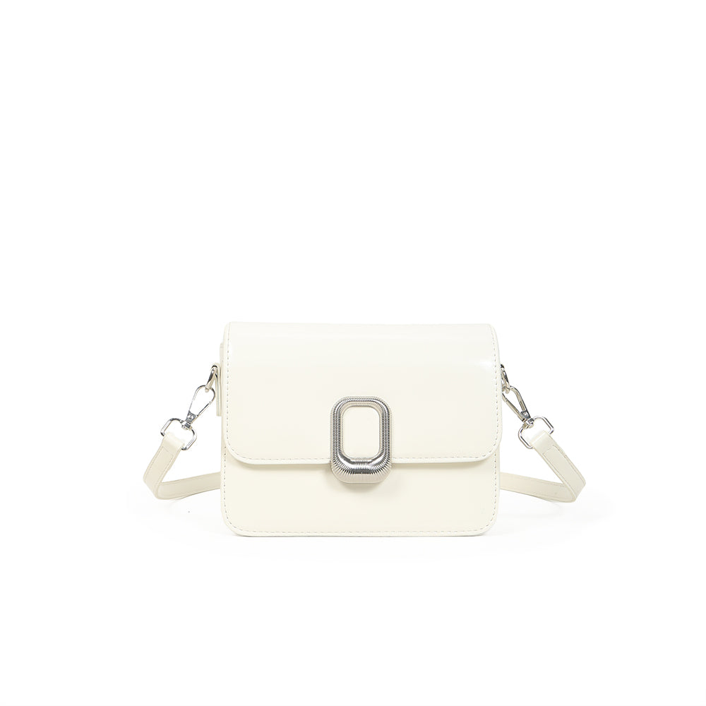 Fashionable and simple design solid color shiny shoulder bag, versatile crossbody small square bag