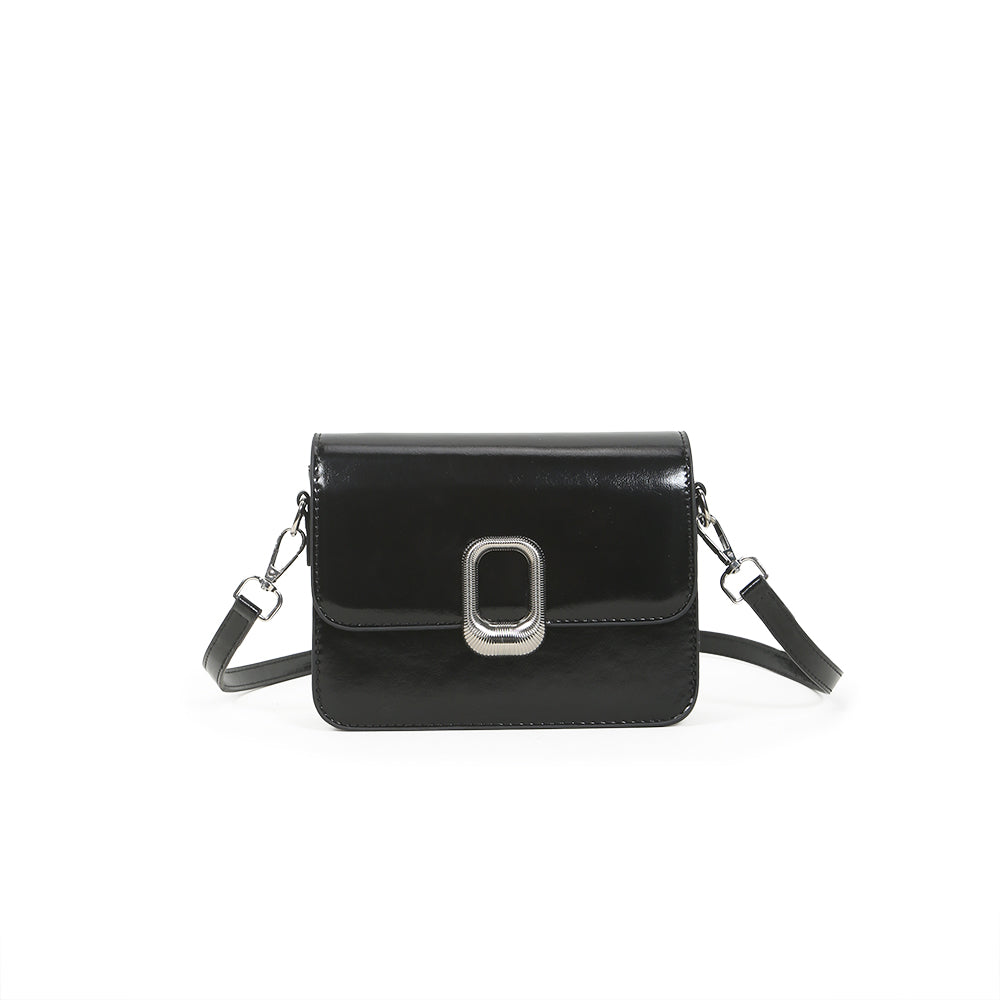 Fashionable and simple design solid color shiny shoulder bag, versatile crossbody small square bag