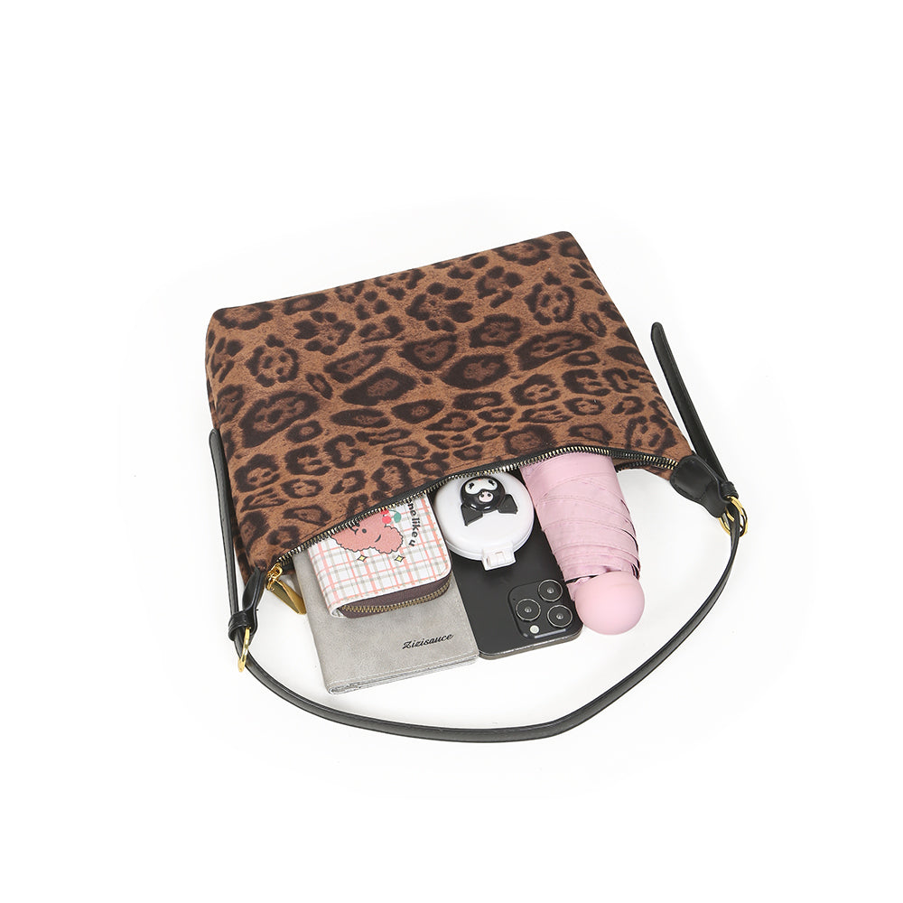 Fashion leopard print retro underarm bag commuter shoulder messenger bag