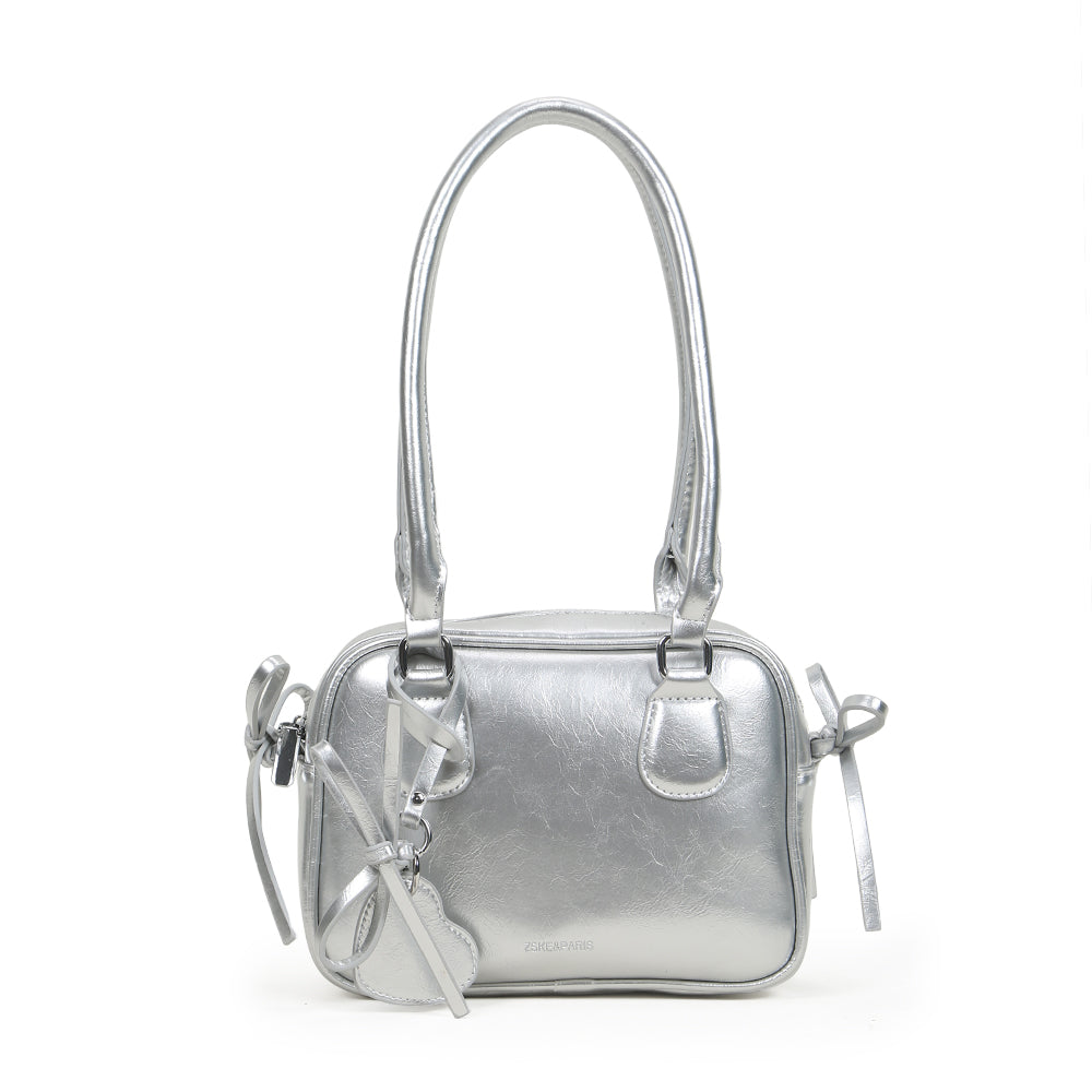 Fashion cute bow handbag small square bag fashionable PU leather women's bag single shoulder underarm bag